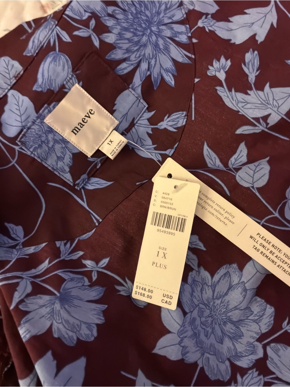 Anthropologie Maeve Brown Maxi Dress with Lavender Floral Print - Picture 2 of 8